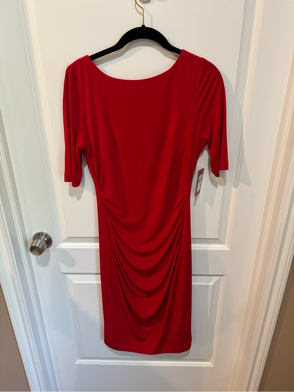 Vince Camuto Red Ruched Midi Dress